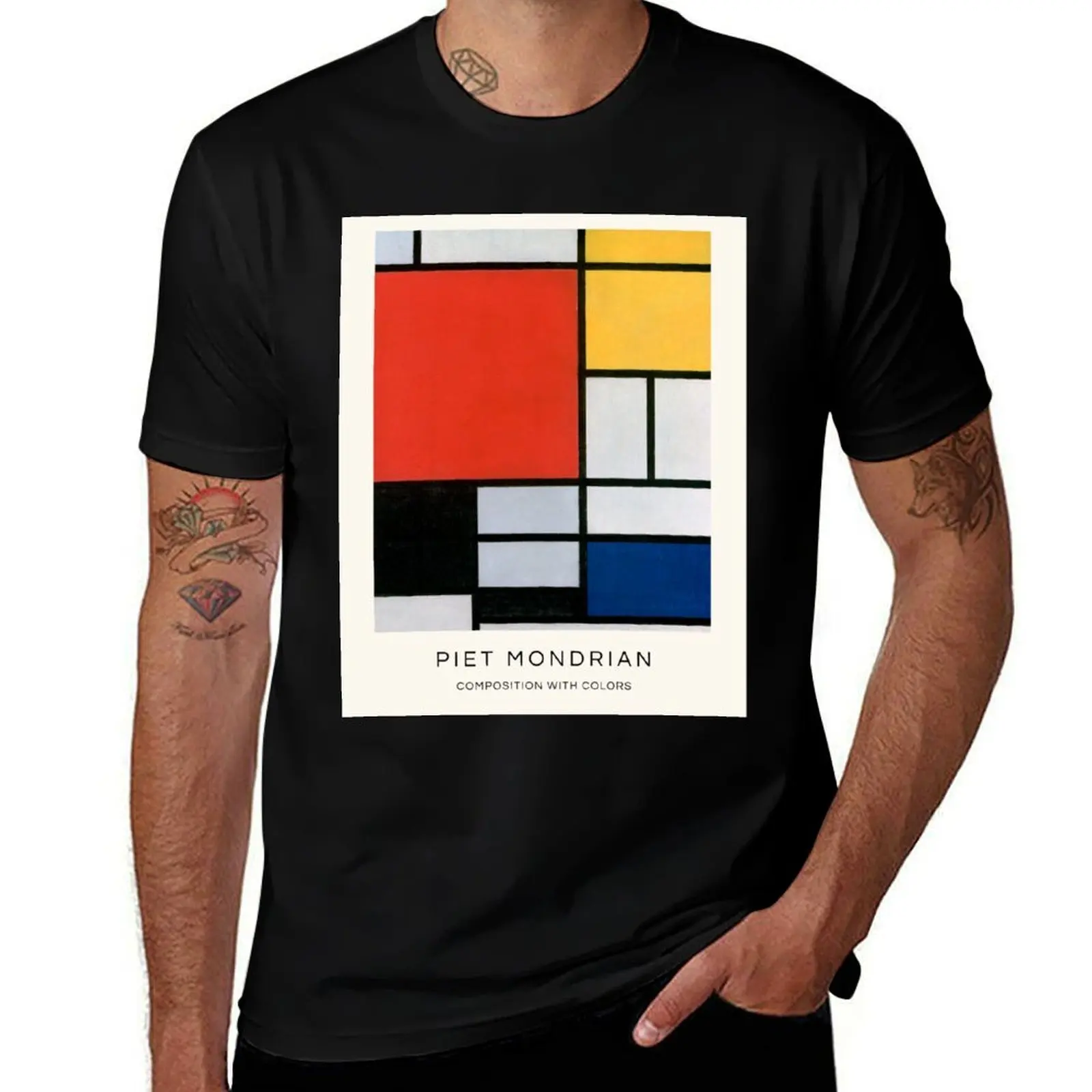 

Color Composition by Piet Mondrian T-Shirt Casual Minimalist Short Sleeve Top