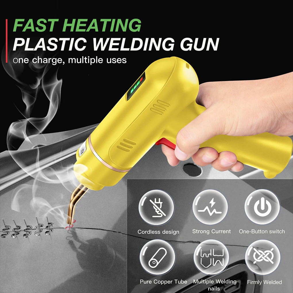 200W Cordless Plastic Welder Gun Plastic Welding Kit 400PCS Hot Stapler USB Rechargeable Bumper Repair Tools Kit Accessories