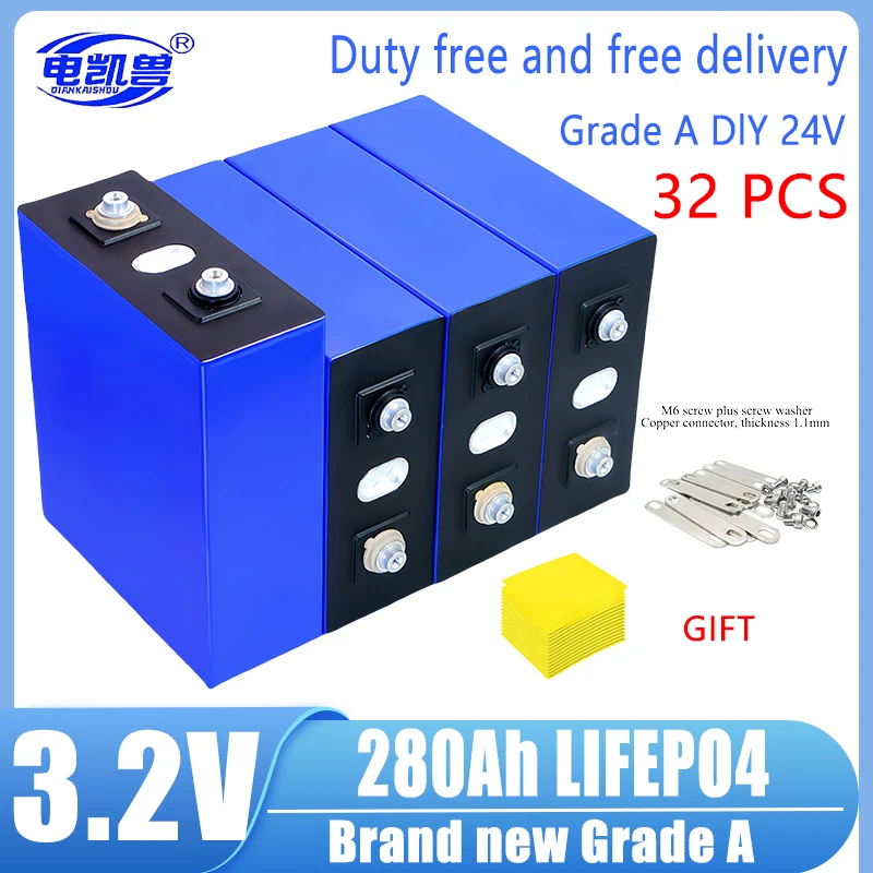 

32pcs EVE 280Ah LF280K 310Ah 320Ah 3.2V 304Ah 105Ah LiFePO4 Battery Brand new Grade A DIY 12V 24V 48V Solar RV EV Camping No Tax