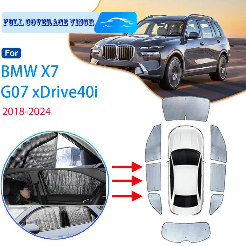 For BMW X7 G07 xDrive40i 2018~2024 2022 2023 Car Full Coverage Sun Visor Sun Protection Windshield Car Side Window Cooling Visor