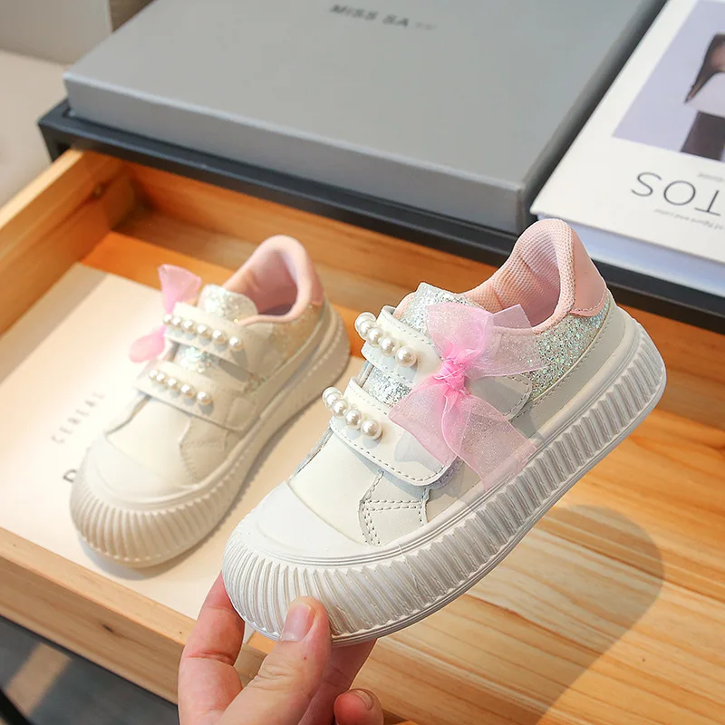 

Children's Casual Shoes for Girls Tennis Sneakers Toddler Sports Running Shoes Fashion Side Bowknot Versatile Kids Sequins Shoes