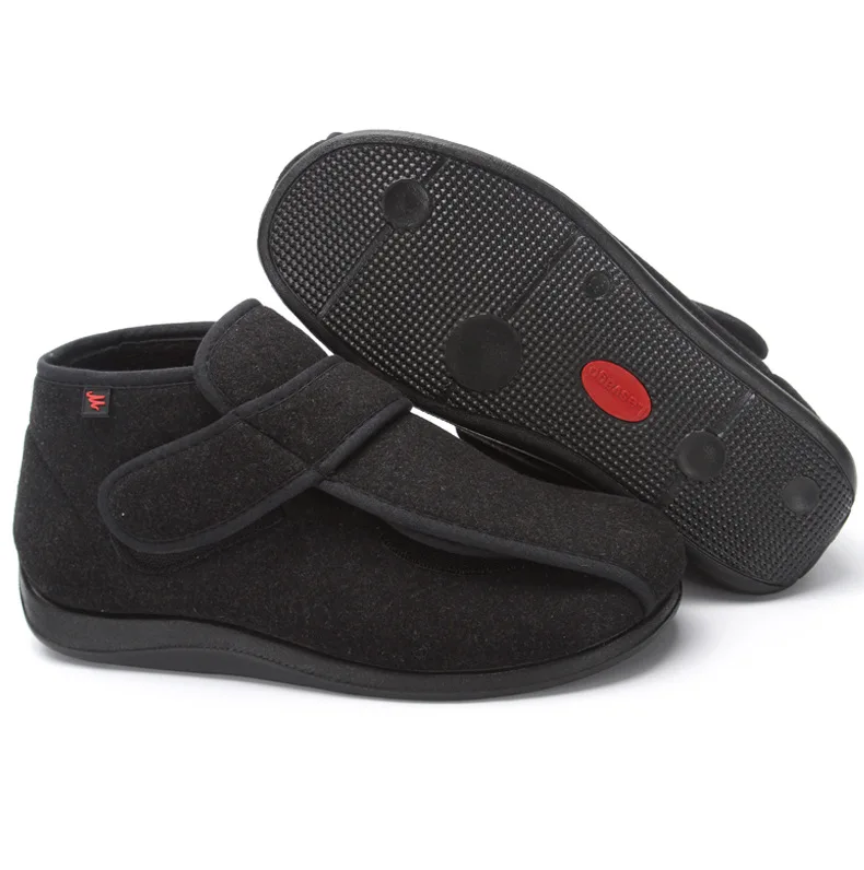 Diabetic Slippers Diabetic Thumb Eversion Deformation Postoperative Care Adjustable Fat Feet Flat Shoes Memory Foam Soles Black