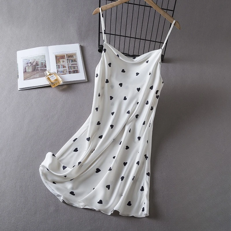 Sexy Women Nightdress Chemise Sleepwear Dressing Gown Summer Nightgown Lingerie Home Dress Silky Satin Nightwear Loungewear