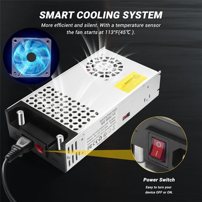 M12K-مزود الطاقة، 110 فولت التيار المتناوب إلى 12 فولت تيار مستمر محول 12 فولت 600 واط 50A تيار مستمر محول التبديل لشريط LED ، شاشة LCD محول القابس الولايات المتحدة