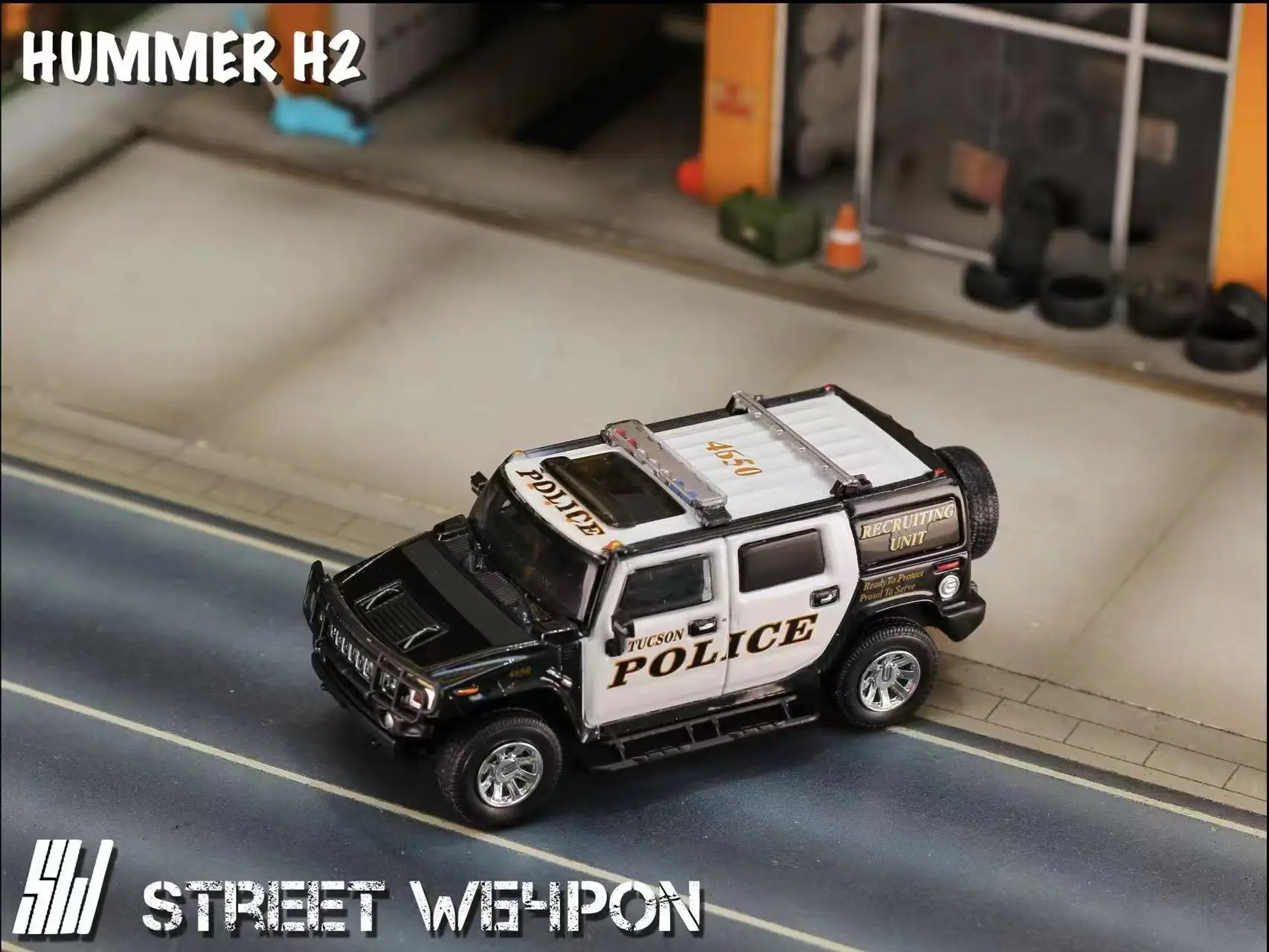 **Pre-order **SW 1:64 HUMMER H2 Blueorange /Police Model Car