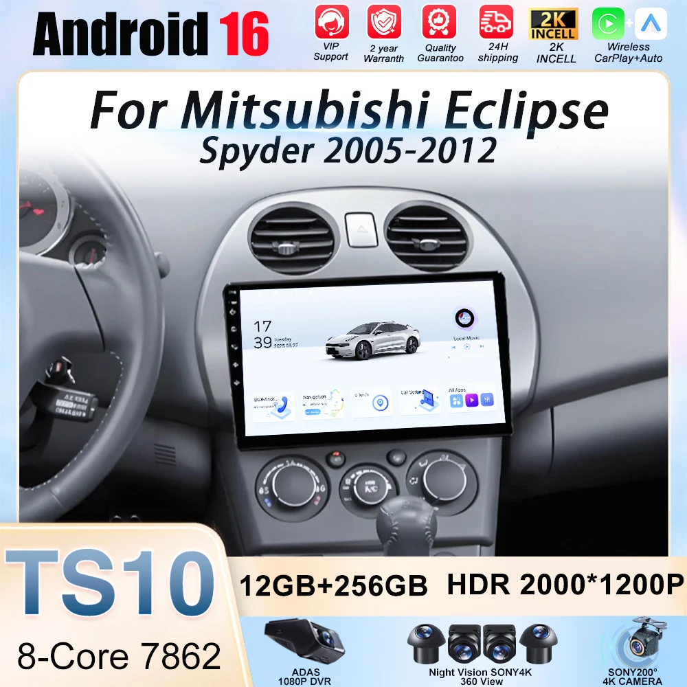 

Android 16 For Mitsubishi Eclipse Spyder 2005 2006 2007 2008 -2012 Car Radio Carplay Multimedia Player Stereo BT Navigation