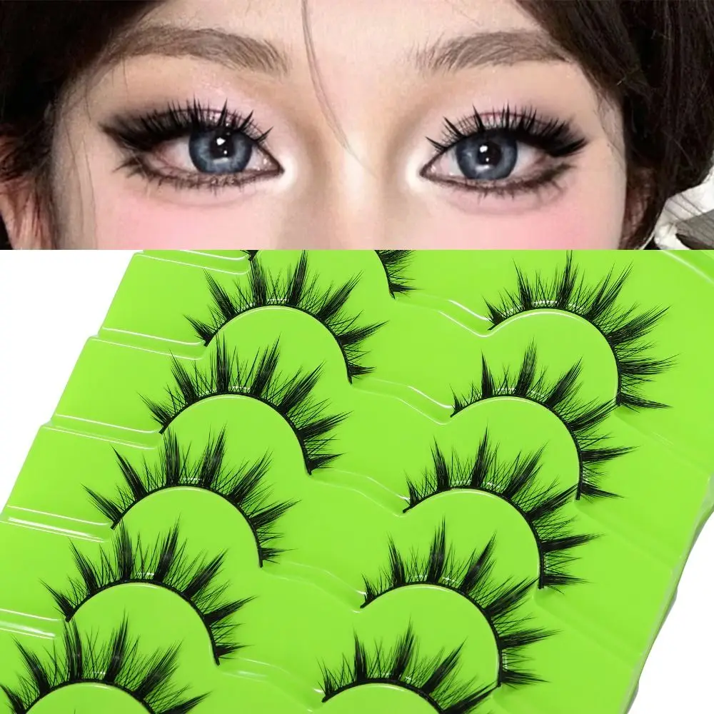 7 Pairs Pack Japanese Cosplay False Eyelashes Faux Mink Dramatic Manga Anime Lashes Thick Wet Spiky Lashes for Women Girls