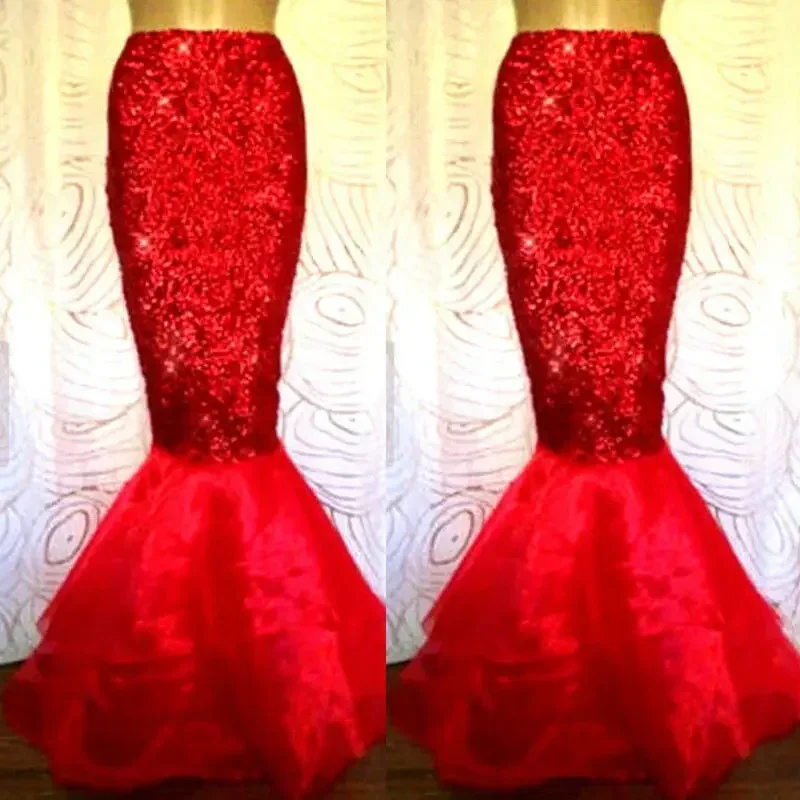 Women's Girl Mermaid Halloween Cosplay Costume Fancy Party Tail Maxi Skirt Sparkle Sequins Long Dress Tail Skirts