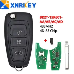 XNRKEY 3 Button Car Remote Key 433MHz 4D-83 Chip for Ford Tourne Transit Custom 2015 2016 Car Key BK2T-15K601-AA/ AB/ AC/AD