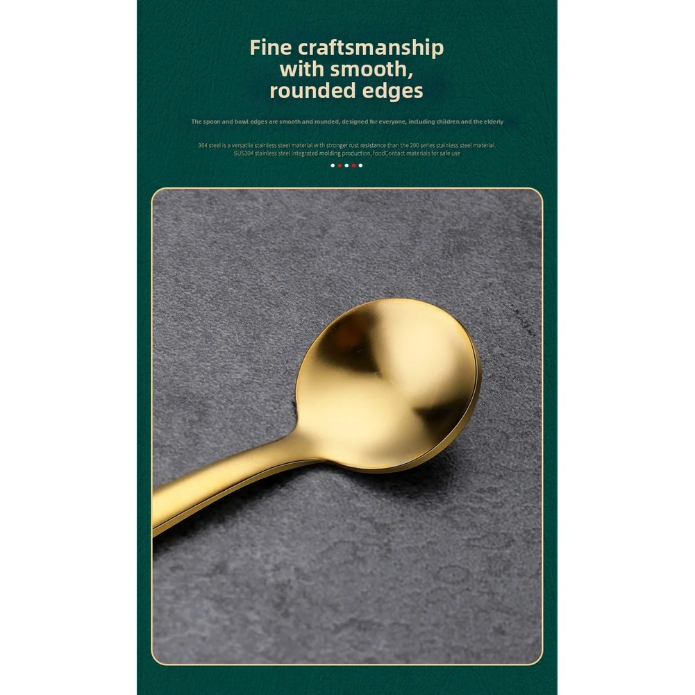 For Elegant Dining Experiences Satin Gold Coffee Spoons Rust-resistant Material Ergonomic Comfortable Grip For Coffee And Tea