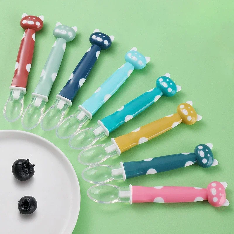 Baby Silicone Soft Spoon Training Feeding Spoons for Children Kids Cute Cartoon Tableware Infants Anti-scalding Feeder Utensils