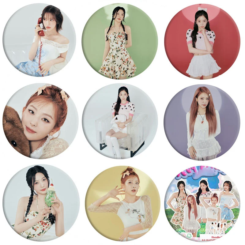 

KPOP Irene Seulgi 10th Anniversary Tinplate Badge Pins Wendy Joy Yeri Fashion Brooches Clothes Bag Accessories Fans Collectibles