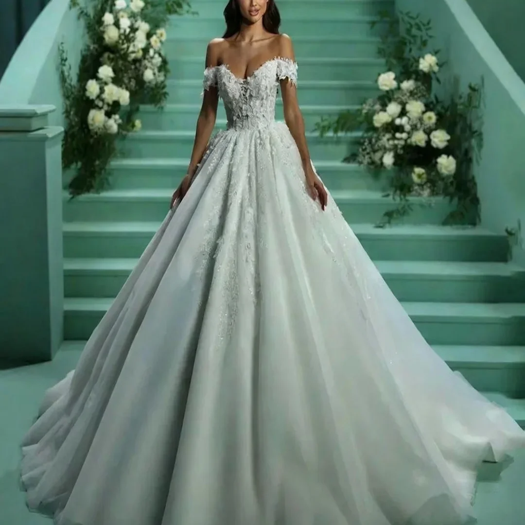

Customized Charming Sweetheart Ball Gown Wedding Dresses Beading Flowers Appliques Formal Bride Porm Party Gowns
