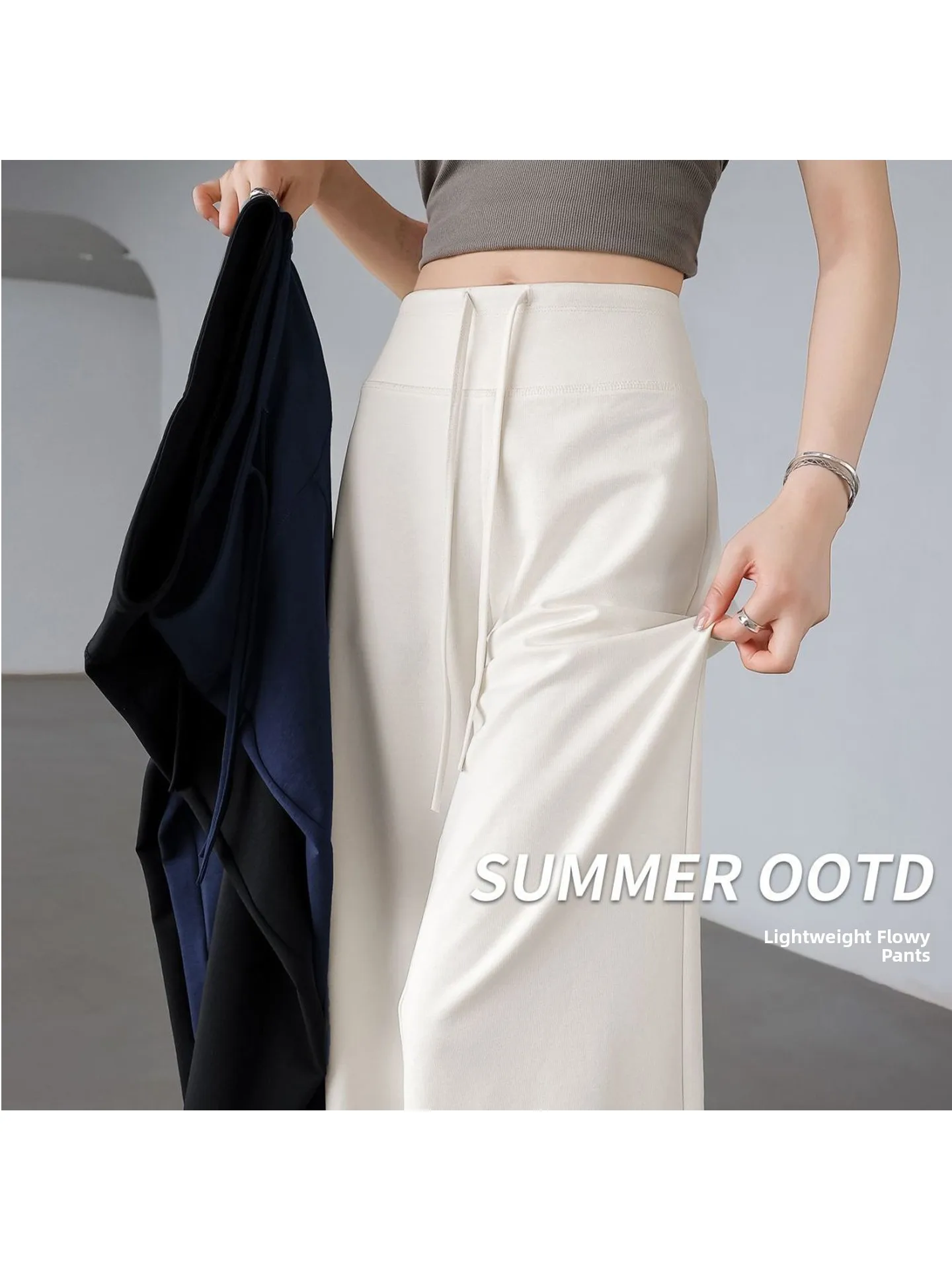 

Casual Yoga Sports Pants Women's Spring Summer Small Size Drapey Wide Leg High Waist Polyester Fiber Breathable Comfortable