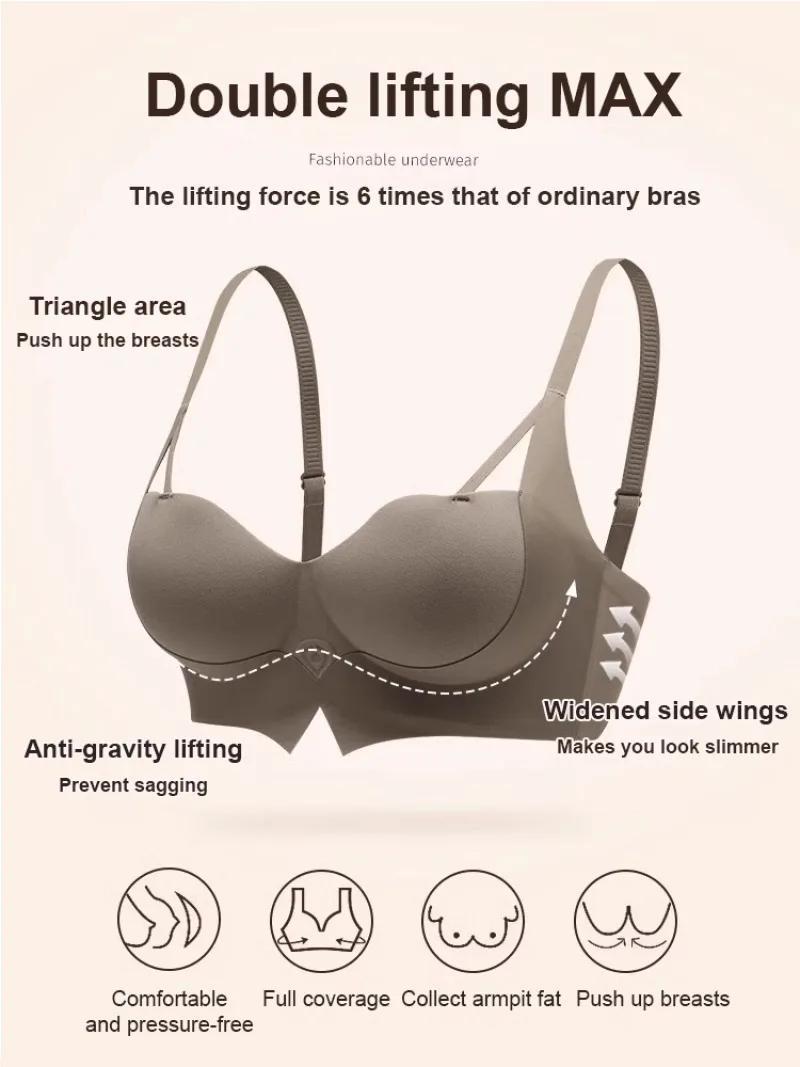 Small breasts bigger when pushed together Half-cup lift shrink bra Upper support for accessory breasts Anti sagging sexy bra