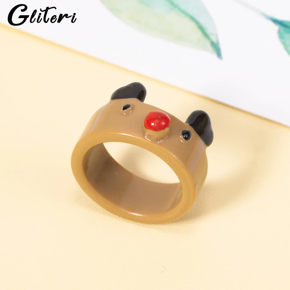 

GEITERI Funny Elk Christmas Rings For Women Girls Kids Cute Christmas Tree Santa Bell Finger Rings Fashion Jewelry Party Gifts