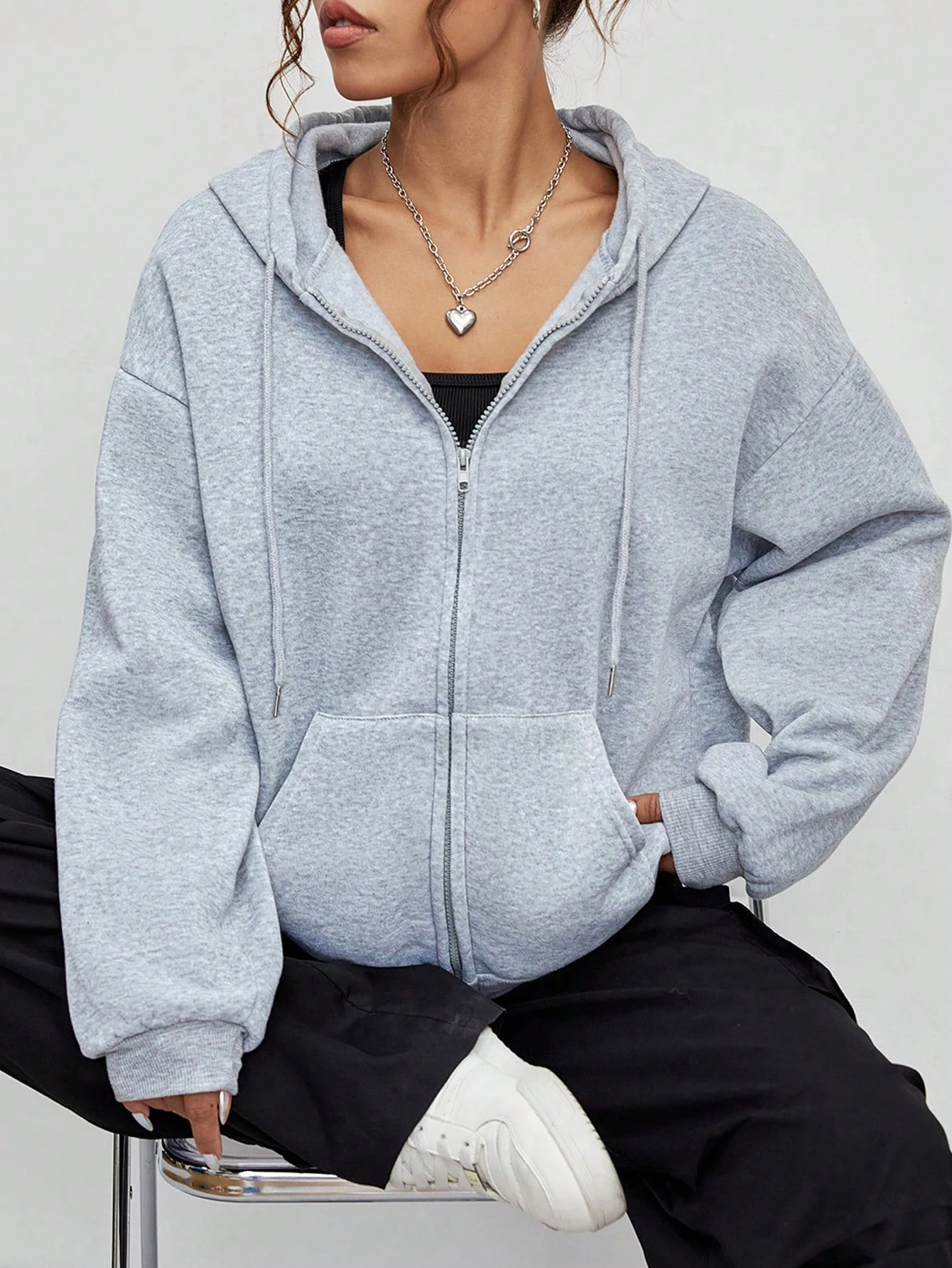 Solid Color Women Zipper Hoodie Comfortable Autumn Hoodies Oversized Casual Y2K Hoody All-Match Fleece Woman Basic Streetwear