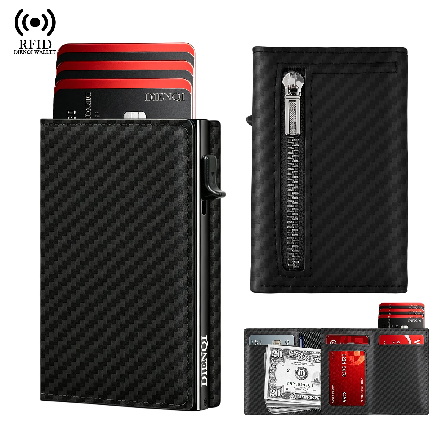 Carbon Fiber Credit Card Holder Men Wallets Rfid Luxury Brand Bank Cardholder Case Metal Travel Minimalist Wallets for Men Purse