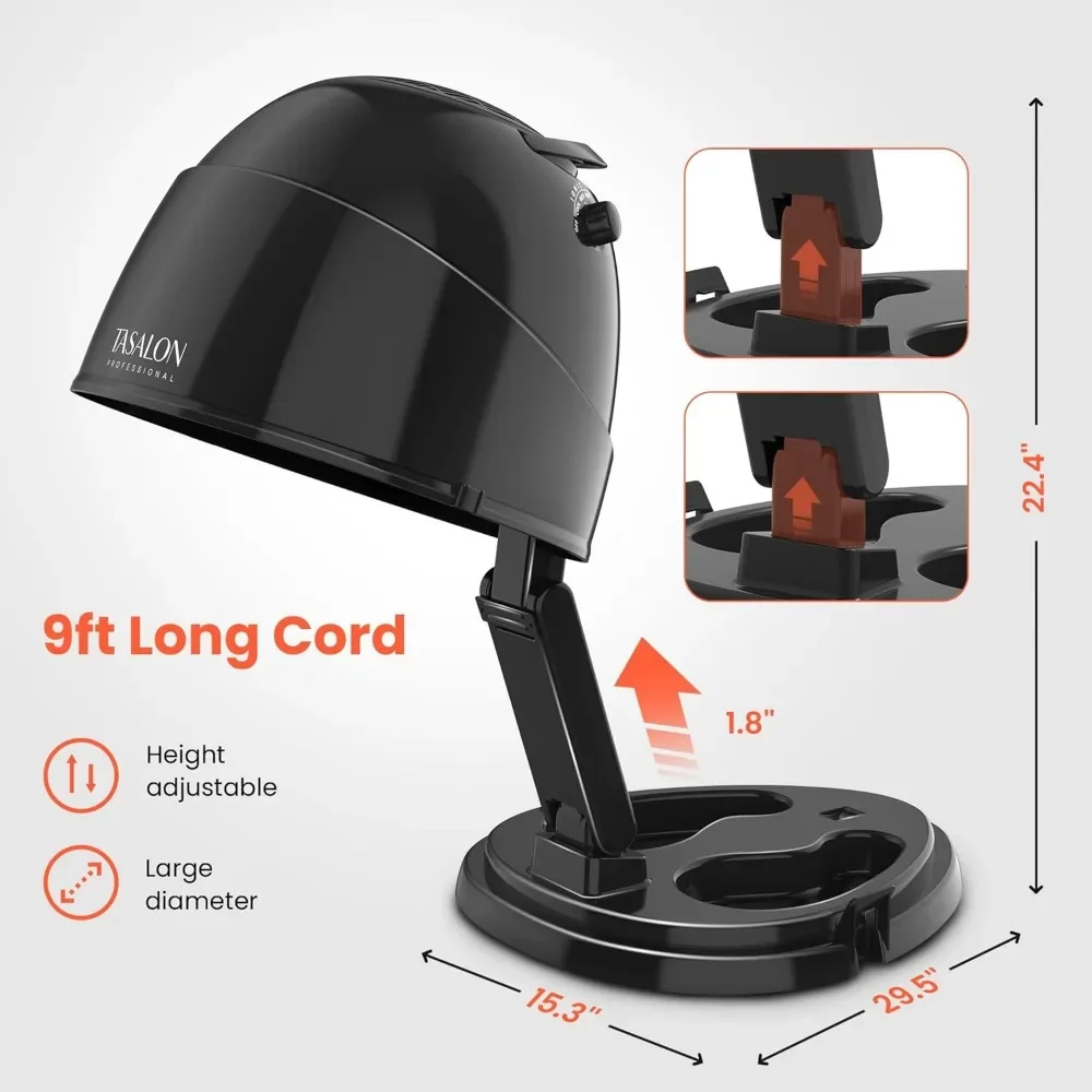 Pengering rambut bertudung ionik, pengering rambut Bonnet 1875W, 3 pengaturan pemanas, untuk rumah dan Salon, pengering rambut portabel dengan tudung