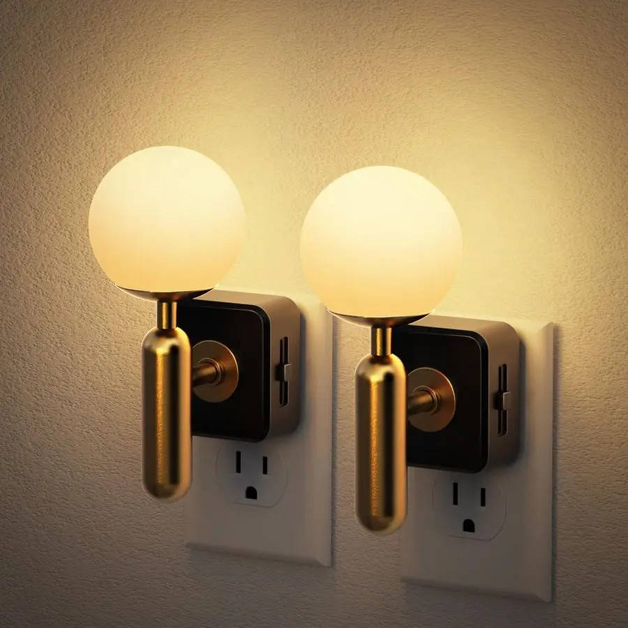 

Ночник, подключаемый к розетке, светодиодный ночник с мягким светом 3000K, 0100LM, с регулировкой яркости, встроенный датчик сумерек