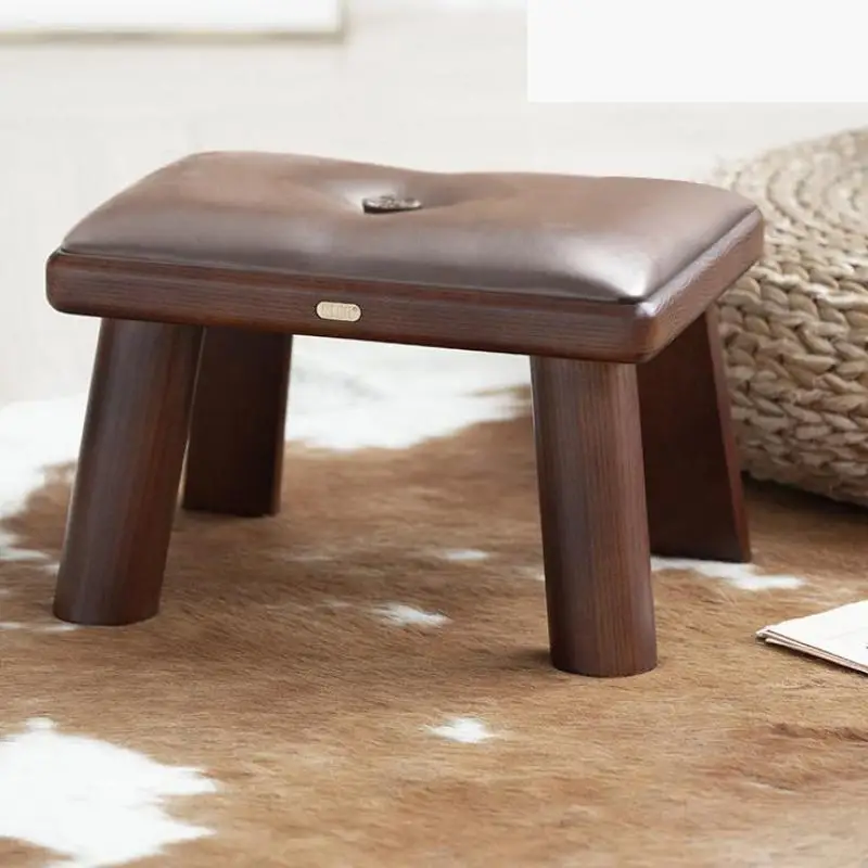 Small Stool Living Room Home Coffee Table Stool Small Stool Solid Wood Square Stool Changing Shoe Stool Soft Bag Low Stool Foots