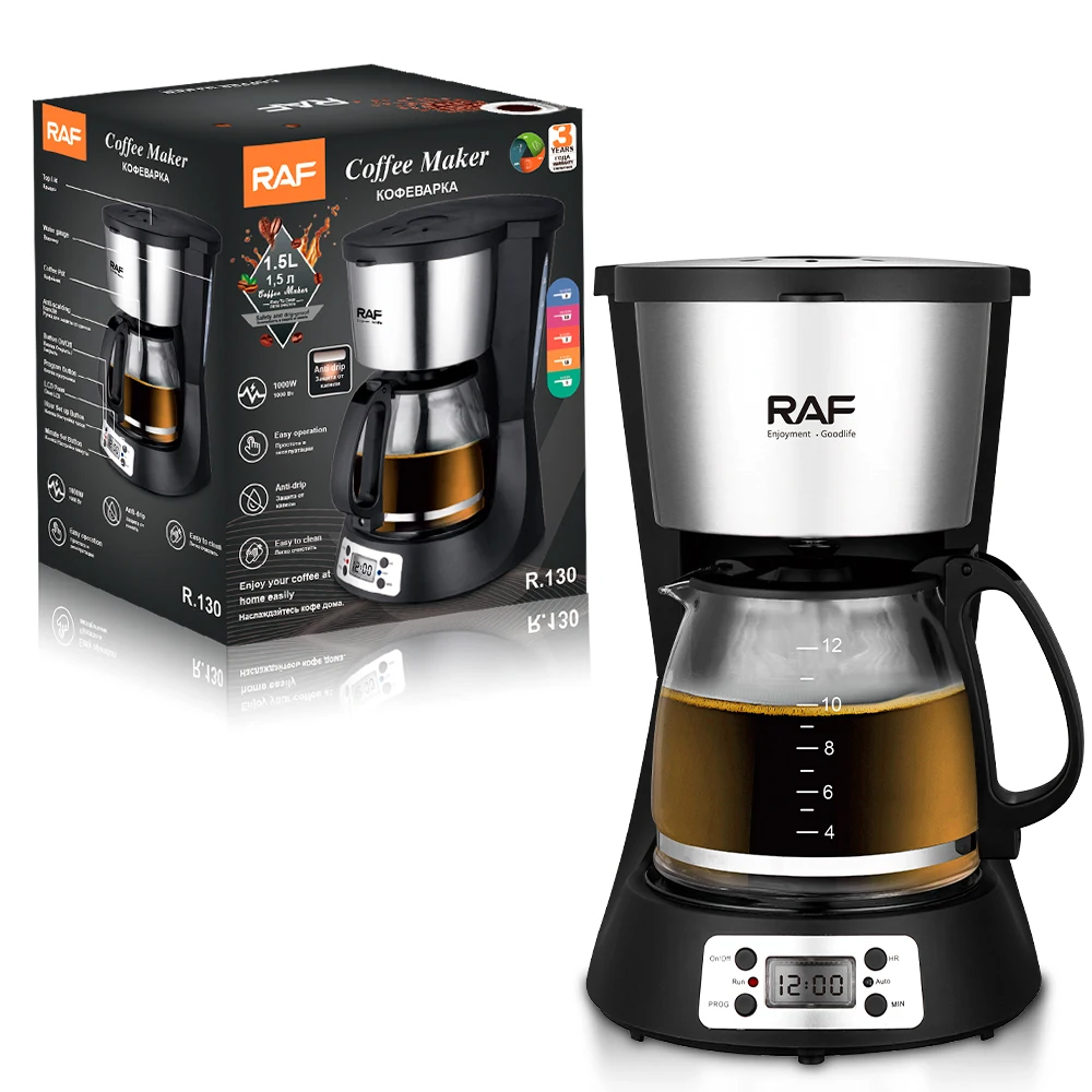 RAF Wholesale Black Anti-drip Electric Coffee Machine Home Use Easy Operation and Easy Clean Coffee Machine