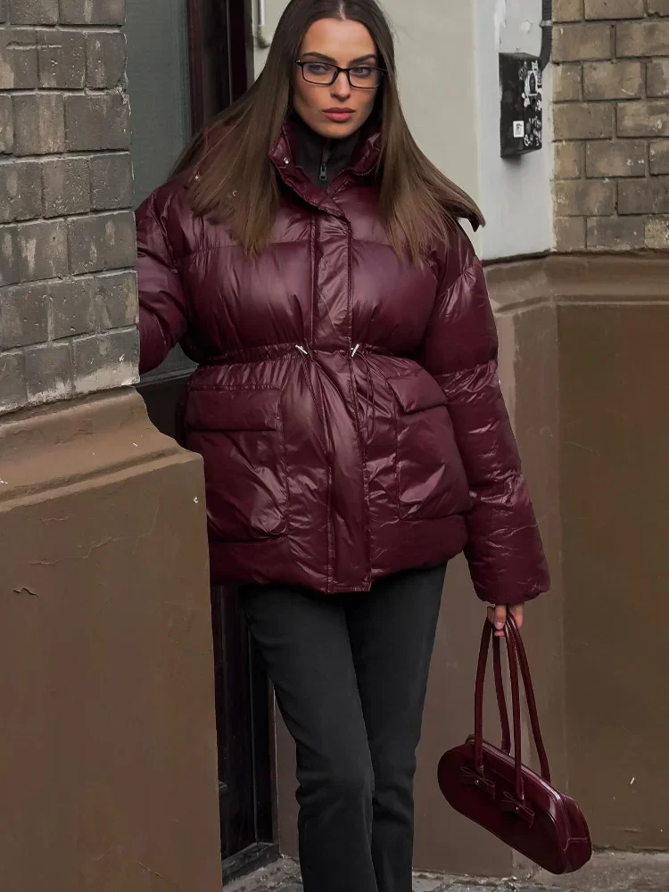 Chaqueta informal de algodón con capucha y botones lisos para mujer, abrigo cálido elegante de manga larga con bolsillo y cremallera, prendas de vestir para ir al trabajo en invierno