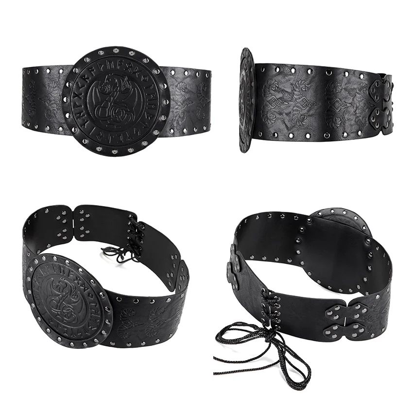 Europe Medieval Steampunk Belt Corsets PU Leather Sashes Women Vintage Viking Pirate Gothic Bustier Waist Girdle Halloween Man