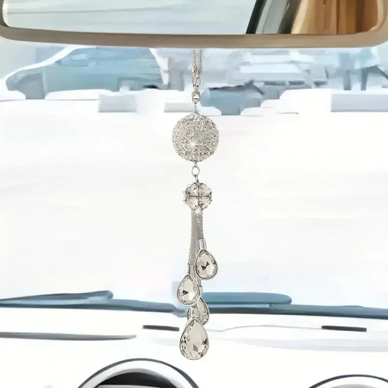 Crystal Car Pendant Cross-border diamond-encrusted Pendant creative car rearview mirror crystal ball pendant car interior supply