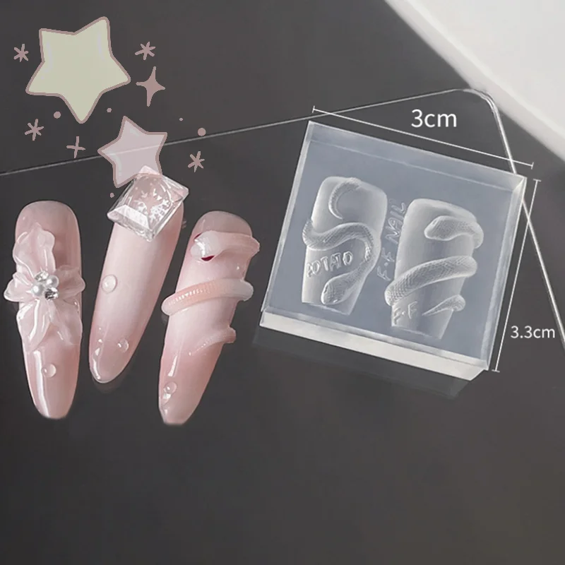 Cartoon Mini Schlange Silikon Nagel Form Stanzen Vorlage Für Stereoskopischen Nagel Dekorationen DIY Maniküre Design Werkzeuge