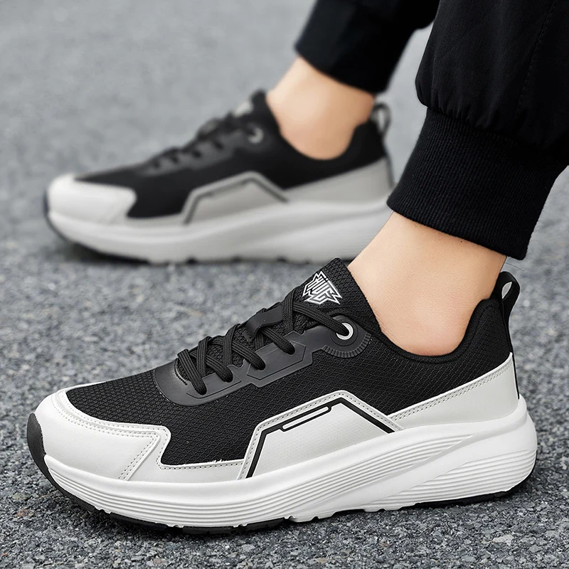 

2025 Hot Men's Four-season Color-block Large-sized Breathable Mesh Flat Heel Low-top Lace-up Casual Sports Running Shoes