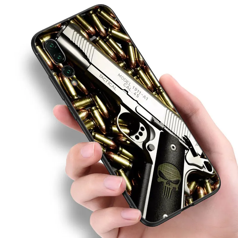 The Military Weapon Black Silicone Phone Case For Huawei P10 P20 P30 P40 Lite P50 P60 Art P50E P Smart Z 2018 2020 2021 Pro 2019