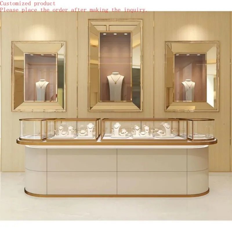 

Custom.Wholesale Extra Large Stainless Steel LED Custom Jewelry Display Cabinet Modern Glass for Mall Storage Wall Mounted Jewel