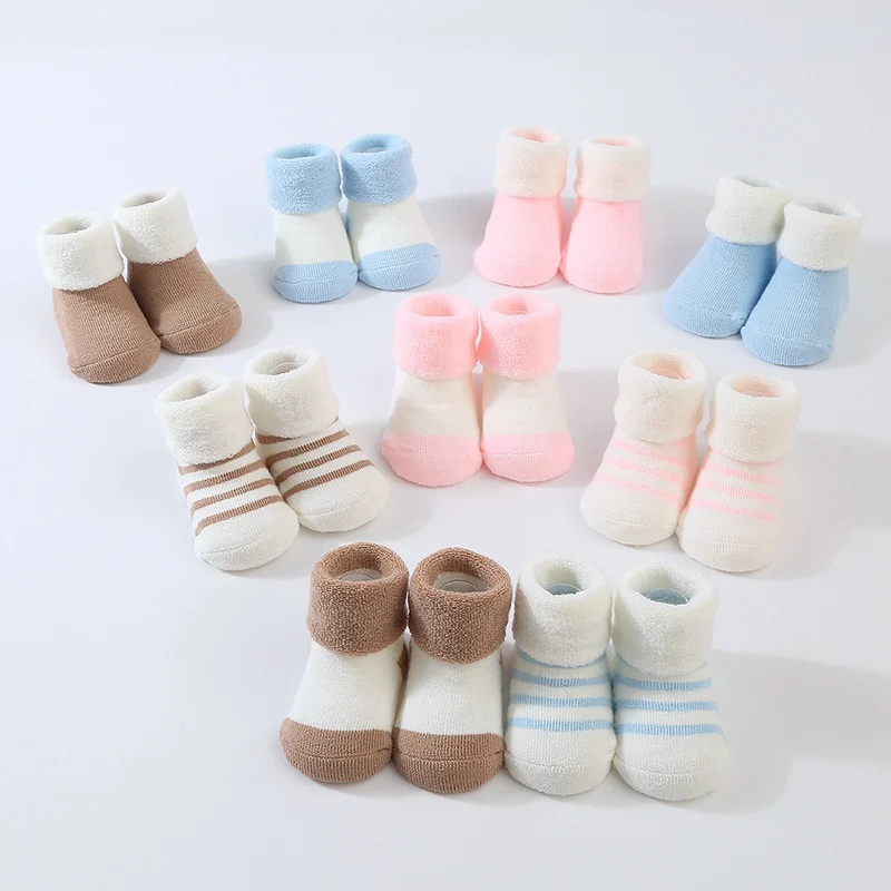 3 Pairs/Set Infant Baby Socks for Girl Boy Cute Contrast Color Cotton Breathable Accessories Unisex Newborn Warm Short Socks