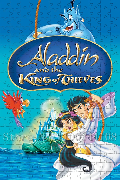 Disney Movies Aladdin Jigsaw Puzzles for Adults Princess Jasmine 300/500/1000 Pcs Wooden Puzzles Decompressing Assemble Toys