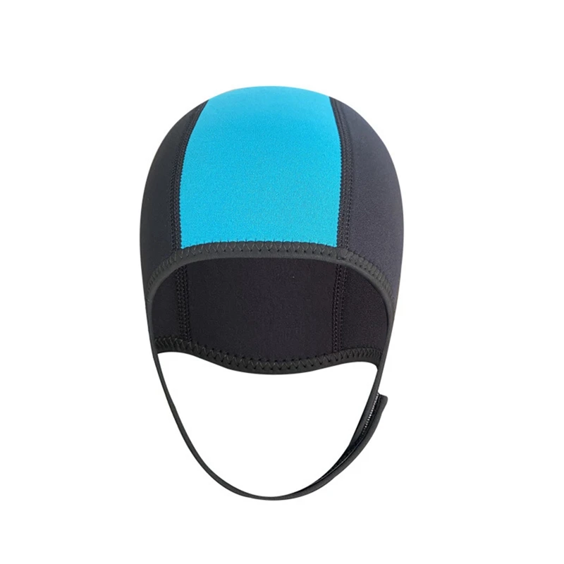 Thermal Swimming Cap Thermal Wetsuit Hood Cap Swim Caps With Chin Straps,Scuba Swimming Caps Blue