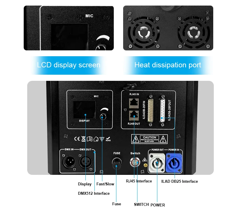 10W RGB Animations-Laserlicht ILDA/RJ45/DMX512 Mobile Bluetooth-App-Steuerung für DJ, Disco, Bar, Party, Hochzeit und Bühnenlaserlicht – Detail 6