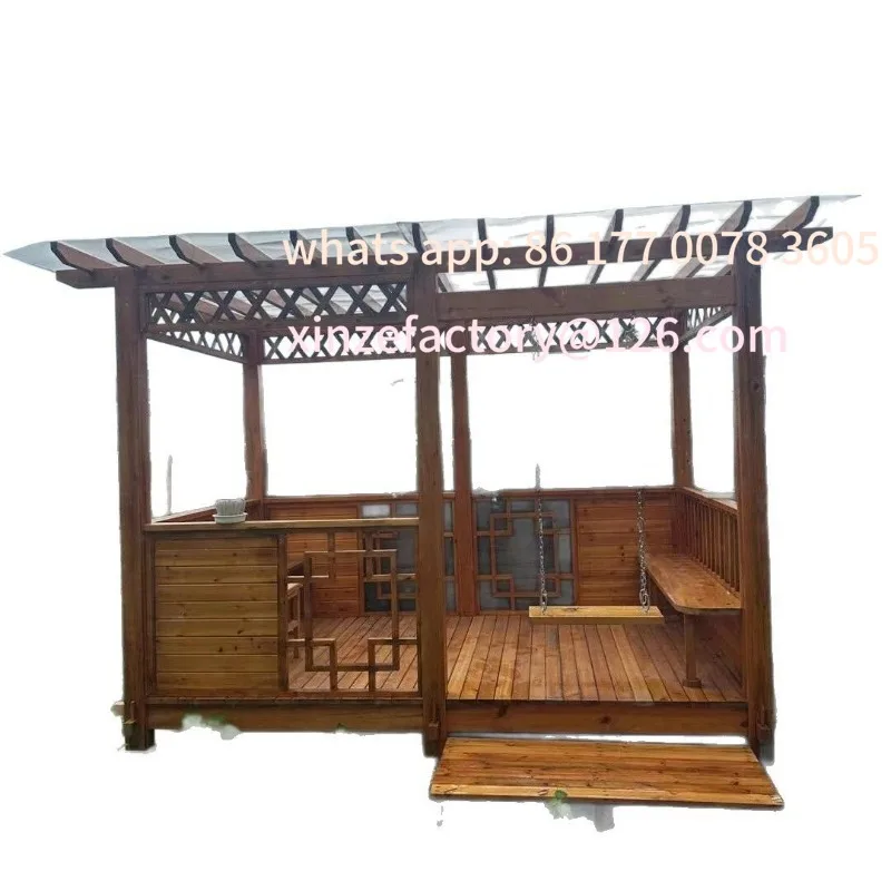 

Customizable custom preservative wood pavilion solid wood grape rack outdoor leisure garden villa courtyard scenic spot decorati