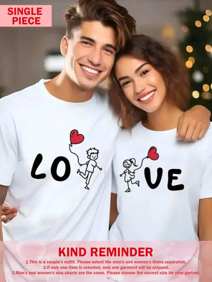 

Мужская белая повседневная футболка с графическим принтом «Любовь» — свободный крой, можно стирать в машине