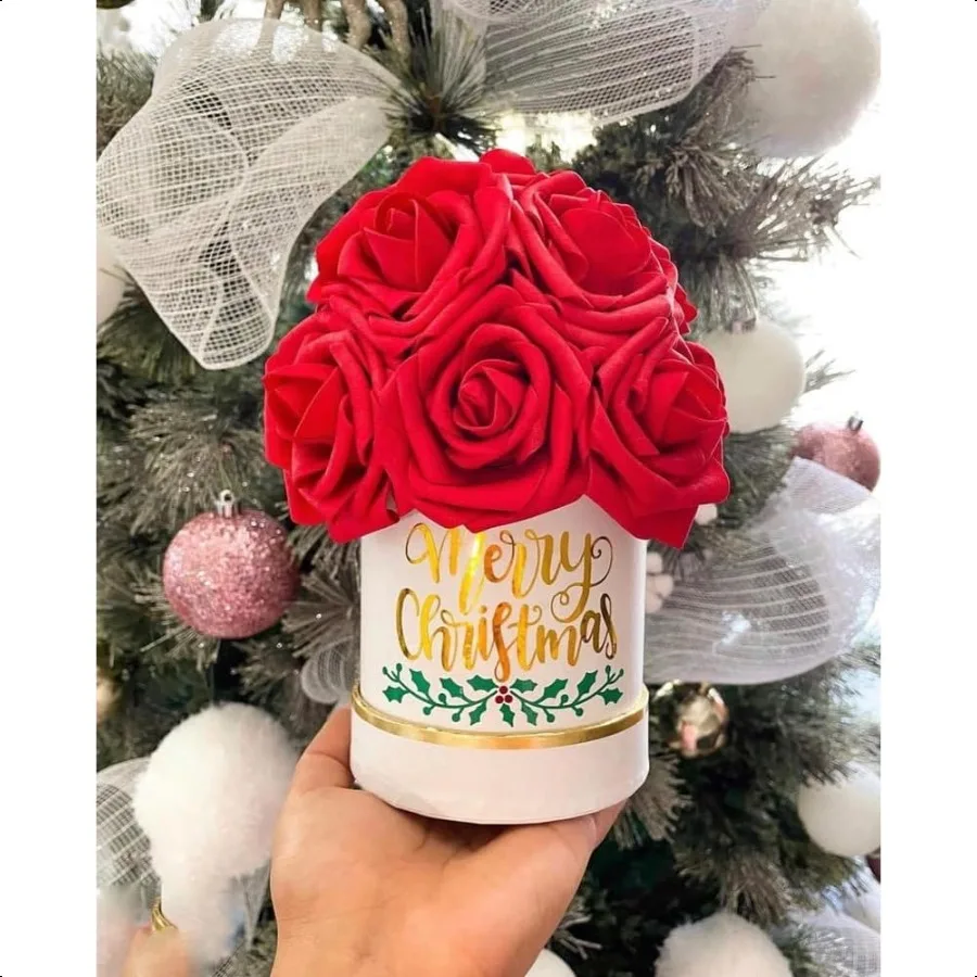 Set of 6 pcs Small Round Shaped Flower Gift Boxes 4 dia. x 4 inch for  Flower and Gift Arrangements Partry Favors Mixed