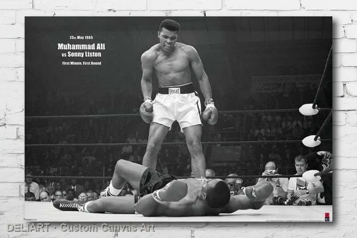

ALI VS LISTON - FIRST ROUND KNOCKOUT Canvas Poster BOXING Custom Size Available Room Decoration Home Decor Wall Art