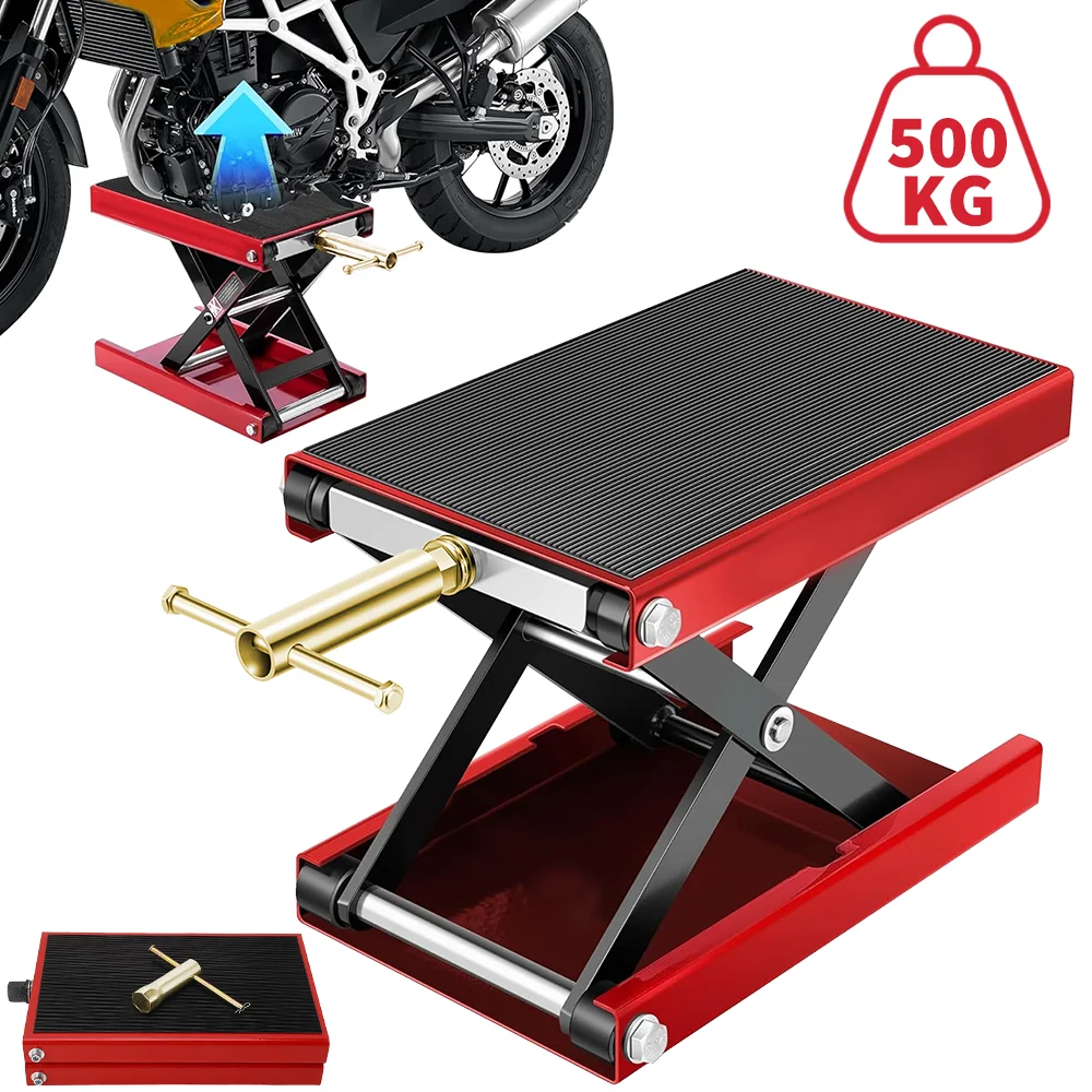 Tavolo elevatore per moto 500 kg Sollevatore idraulico per carichi pesanti Getto per sollevamento a forbice a ponte largo Getto per supporto per piede da tavolo per motore ATV per bici da cross