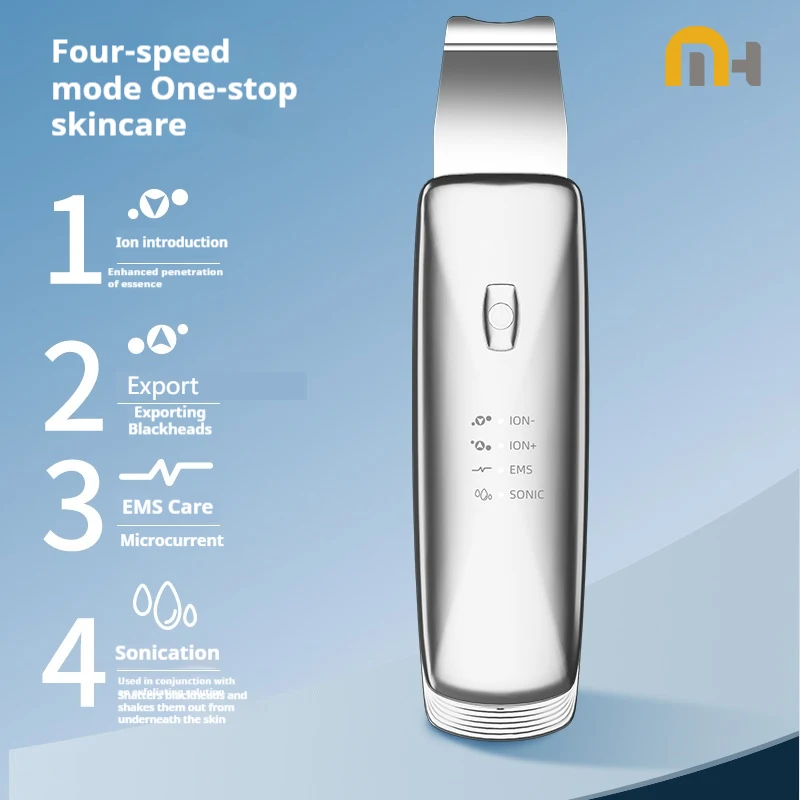 Épurateur de peau à ultrasons spatule de peau Ion nettoyage du visage en profondeur 4 Modes Lifting du visage nettoyeur à ultrasons Peeling dispositif de soins de la peau