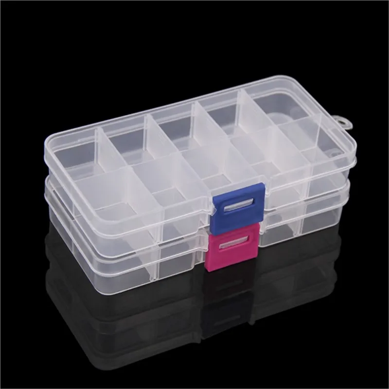 5pcs/lot Clear Colorful Plastic Nail Art Tips Organizer Makeup Case Storage Holder 10 Slot