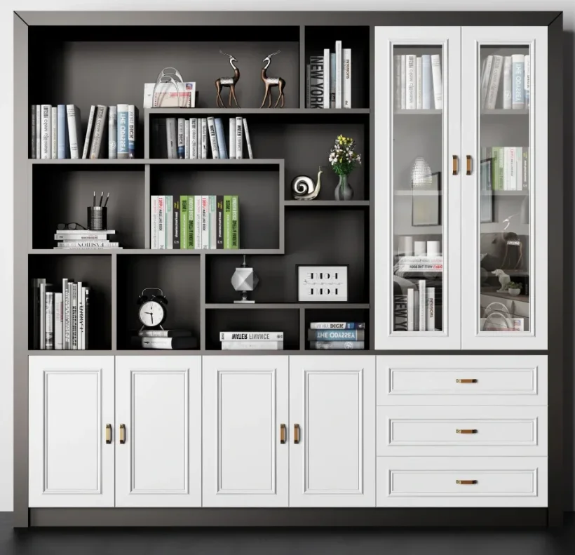 

2025 High-End Luxury Glass Bookshelf Customized Display Storage Cabinet For Home Living Room Bedroom Hot Style High Bookcase