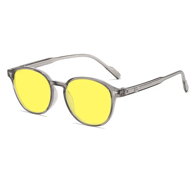 Nachtsichtbrille mit rundem Rahmen und gelben Gläsern für Männer und Frauen, ultraleichte, blaues Licht blockierende Augenschutzbrille zum Fahren – Detail 11