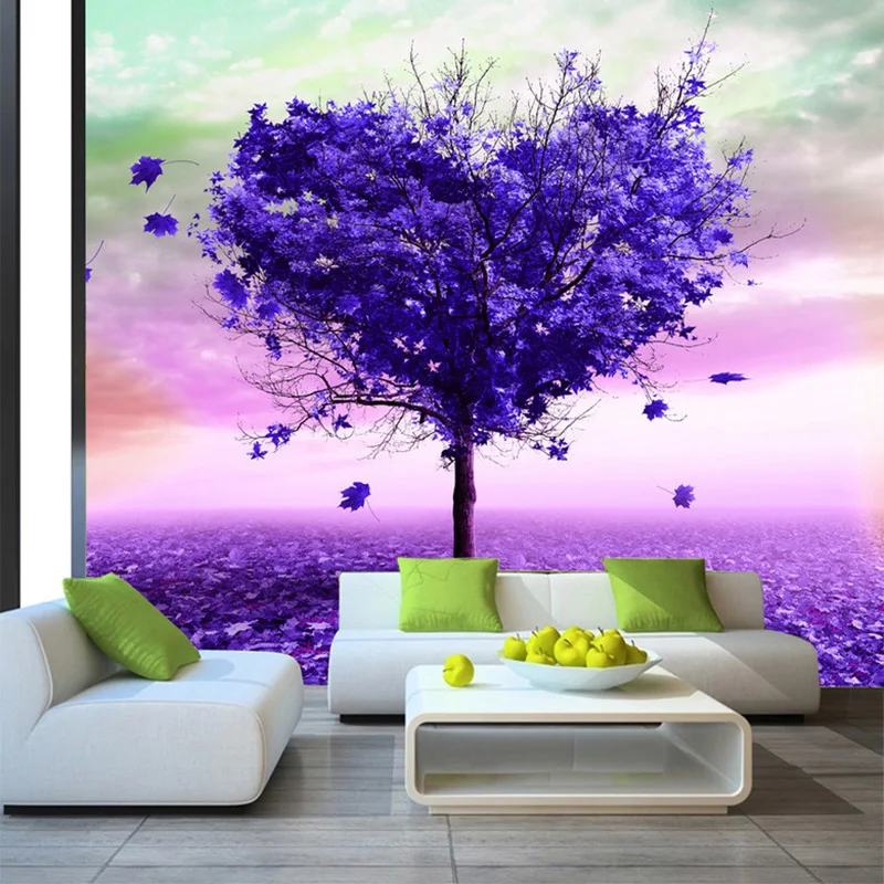 Customized products 3D Wallpaper Modern Abstract Art Purple Tree Photo Mural Living Room Bedroom Nature Living room background