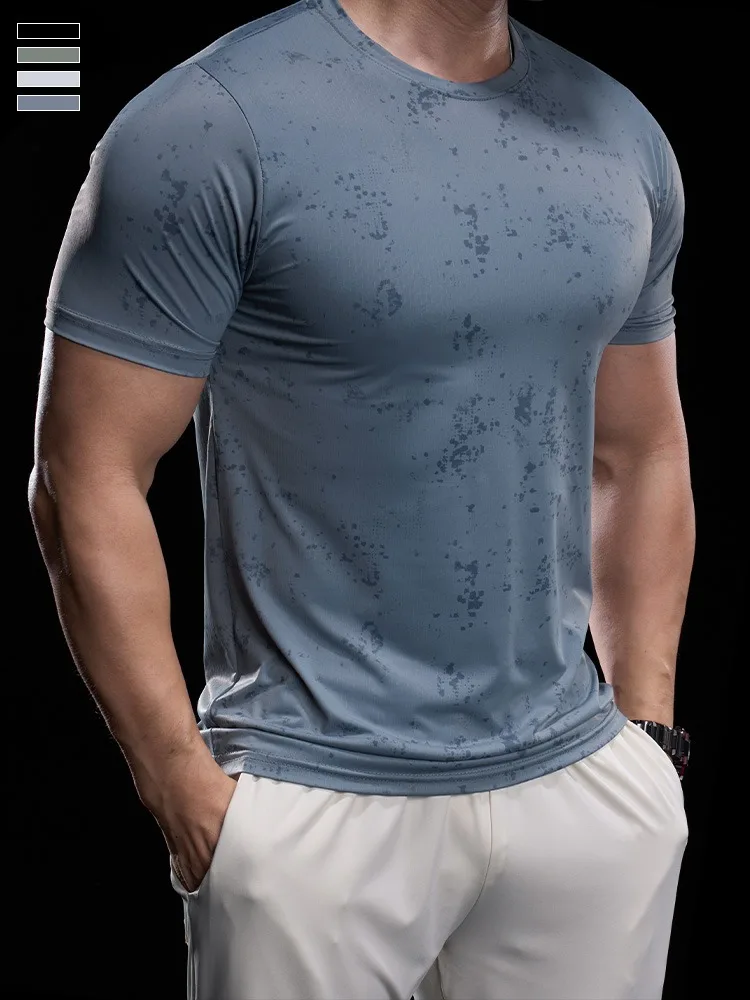 

2025 Summer Gym Fitness Training Clothes Men's Quick-drying High-elastic Sports Tights Short-sleeved T-shirt Running Sports Top