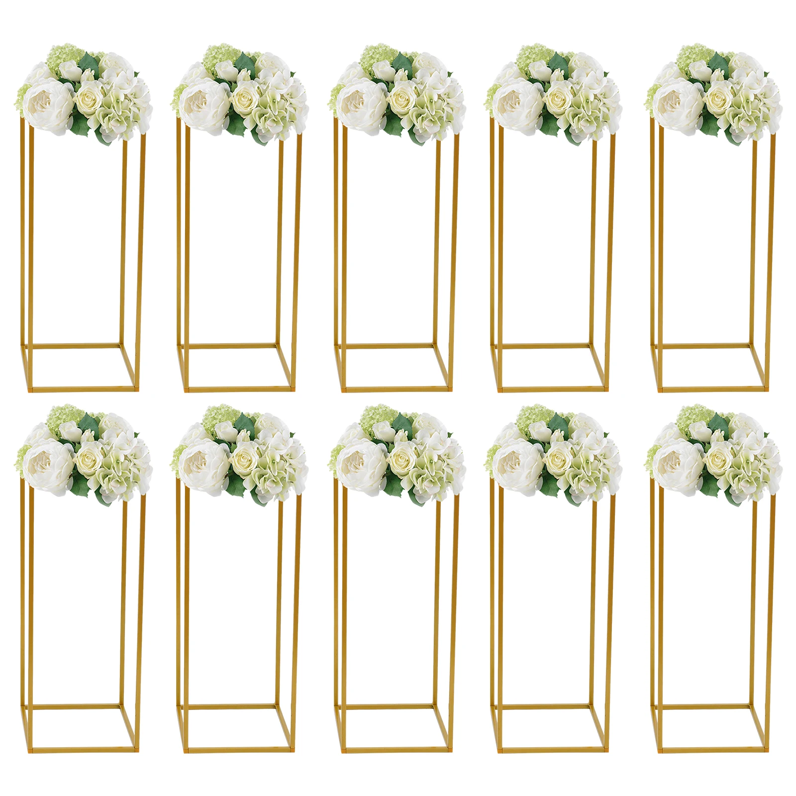 Wedding Flower Stands 10 Pcs 60cm Metal Stand Rack with Vertical Arrangement System for Ceremony Flowers, Reception & Events