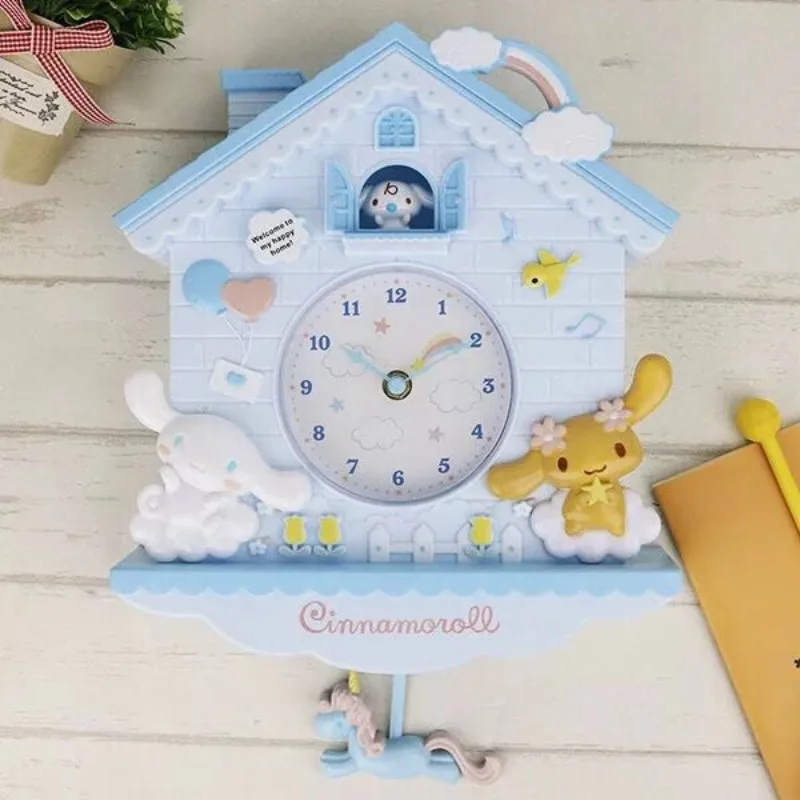 Sanrio New  Hello Kitty Kuromi My Melody Cinnamoroll Pompompurin Pochacco Clock Decoration Room Fashion Trend Cute Kawaii Anime
